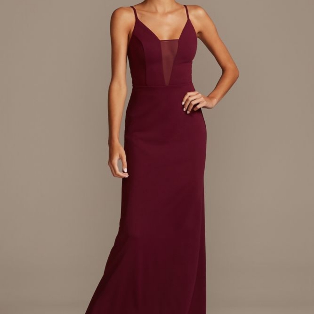 Merlot in color HIGH NECK PLUNGING ILLUSION